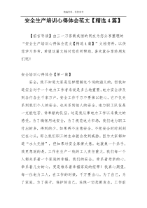 安全生产培训心得体会范文【精选4篇】