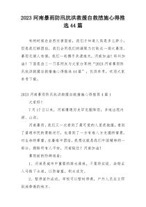 2023河南暴雨防汛抗洪救援自救措施心得推选44篇