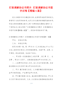 打架调解协议书照片 打架调解协议书签字后悔【精编4篇】
