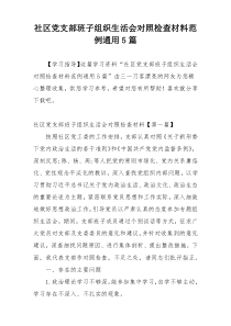 社区党支部班子组织生活会对照检查材料范例通用5篇