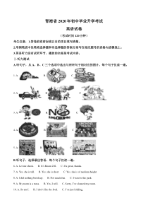 精品解析：青海省2020年中考英语试题（原卷版）