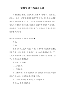负债协议书怎么写5篇