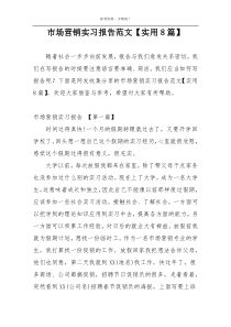 市场营销实习报告范文【实用8篇】