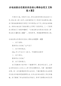 水电站综合仿真实训总结心得体会范文【热选4篇】