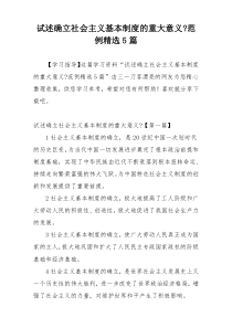 试述确立社会主义基本制度的重大意义-范例精选5篇