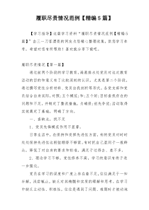 履职尽责情况范例【精编5篇】