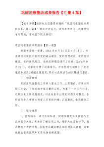 巩固巡察整改成果报告【汇集4篇】