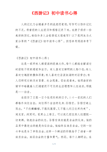 《西游记》初中读书心得