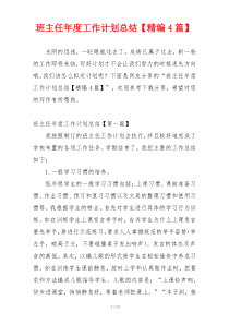 班主任年度工作计划总结【精编4篇】