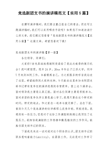 竞选副团支书的演讲稿范文【实用5篇】