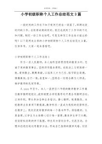 小学初级职称个人工作总结范文3篇