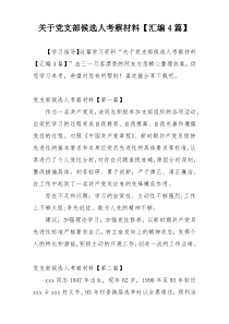 关于党支部候选人考察材料【汇编4篇】