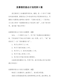 放暑假的励志计划范例5篇
