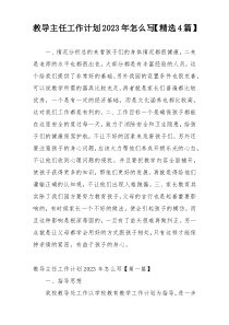 教导主任工作计划2023年怎么写【精选4篇】