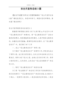 安全月宣传总结3篇