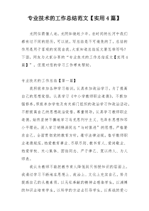 专业技术的工作总结范文【实用4篇】