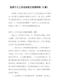 医药个人工作总结范文范例样例（5篇）