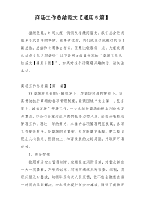 商场工作总结范文【通用5篇】