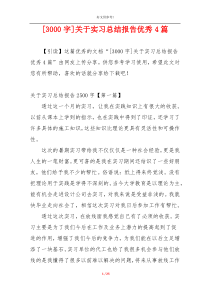 [3000字]关于实习总结报告优秀4篇