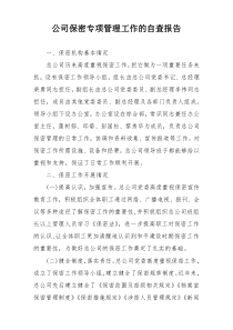 公司保密专项管理工作的自查报告