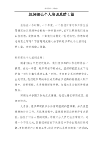 组织部长个人培训总结4篇