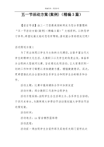 五一节活动方案(案例)（精编3篇）