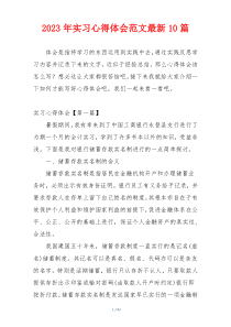 2023年实习心得体会范文最新10篇