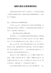 道路交通安全管理调研报告