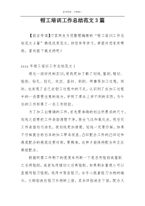钳工培训工作总结范文3篇