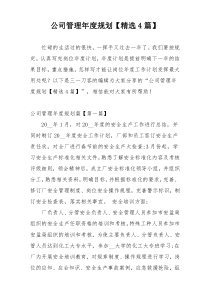 公司管理年度规划【精选4篇】