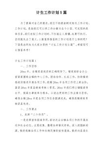 计生工作计划5篇