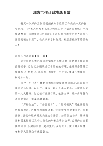 训练工作计划精选5篇