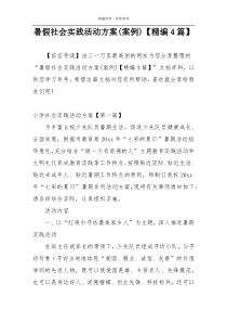 暑假社会实践活动方案(案例)【精编4篇】