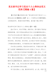 党支部书记学习党史个人心得体会范文范例【精编4篇】