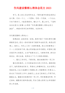 作风建设整顿心得体会范文2023