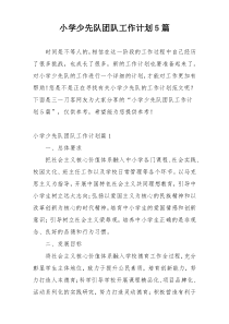 小学少先队团队工作计划5篇