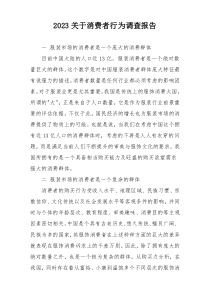2023关于消费者行为调查报告