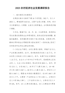 2023农村经济社会发展调研报告