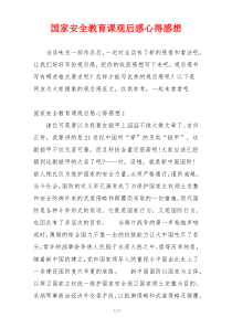 国家安全教育课观后感心得感想