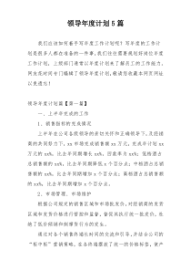 领导年度计划5篇