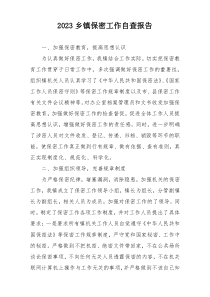 2023乡镇保密工作自查报告