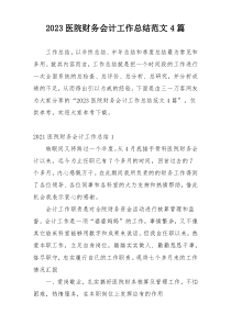 2023医院财务会计工作总结范文4篇