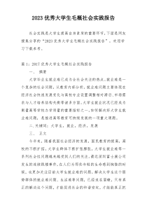 2023优秀大学生毛概社会实践报告