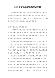 2023中学生社会实践报告样例