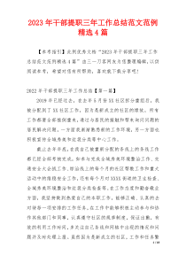 2023年干部提职三年工作总结范文范例精选4篇