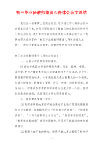 初三毕业班教师德育心得体会范文总结