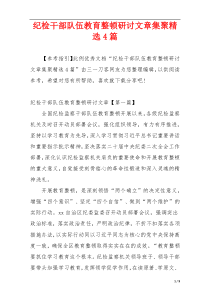 纪检干部队伍教育整顿研讨文章集聚精选4篇