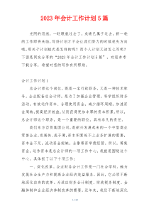 2023年会计工作计划5篇