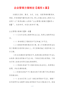 企业管理方案制定【通用4篇】
