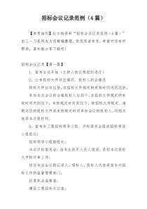 招标会议记录范例（4篇）